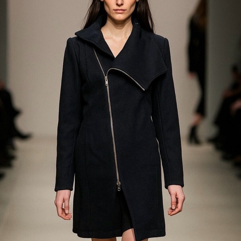 REISS Wool Blend Asymmetrical Zipper Coat